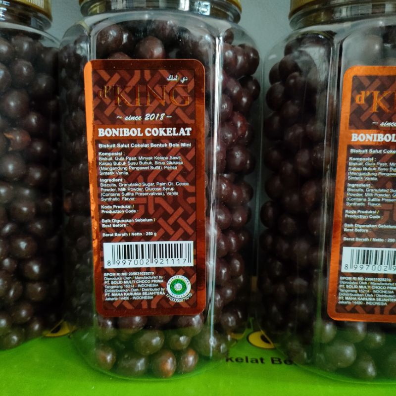 

Bola Bola Coklat Bonibol Biskuit Salut Coklat Lebaran D'kings 250 gr per toples Murah