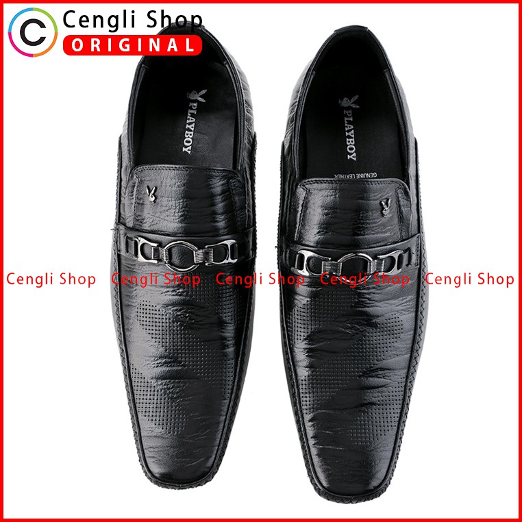 PLAYBOY SEPATU PANTOFEL KULIT FORMAL PRIA ORIGINAL TERBARU BLACK PL85