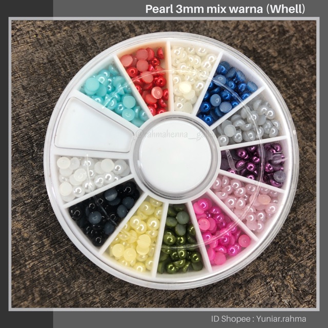 Half pearl 3mm mix warna (whel)