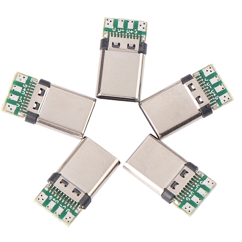 5pcs / set Konektor Plug Solder USB 3.1 Tipe C Male DIY