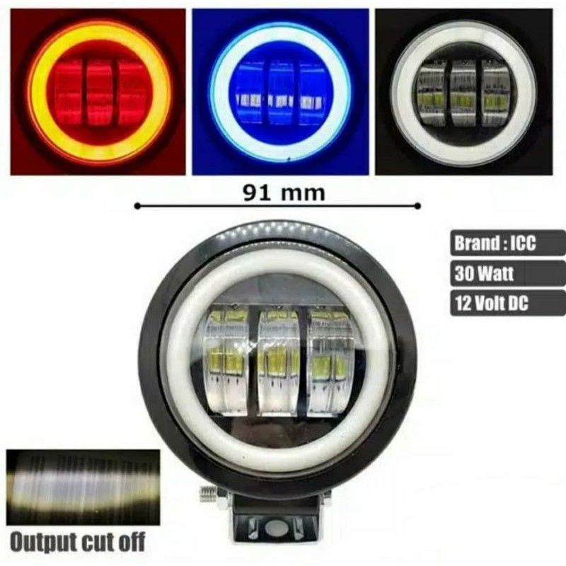 Lampu Tembak Sorot LED CWL 3Mata RING BIRU BULAT , Lensa 6D 30Watt Cahaya