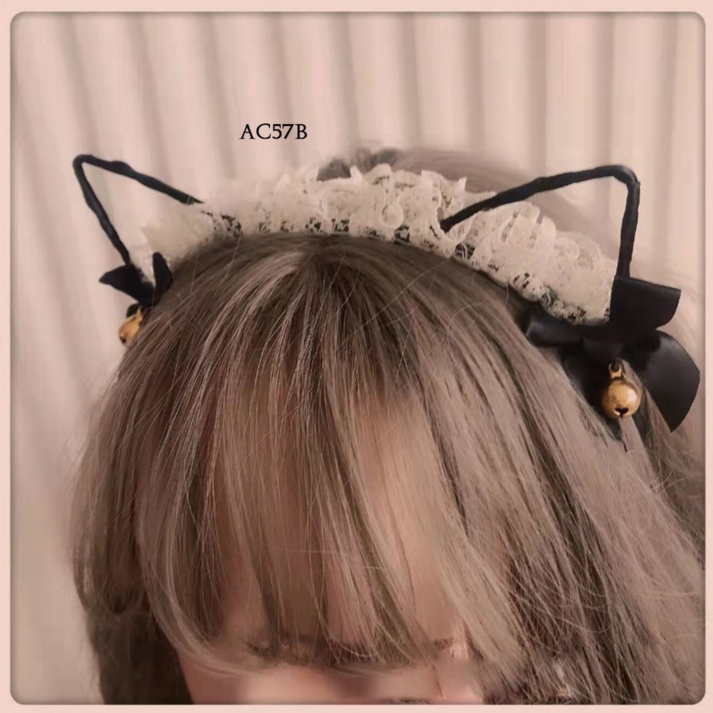 [PRODUK FAVORIT] BANDO ANIME COSPLAY NEKOMIMI LONCENG KUCING KOSTUM LACE LINGERIE SEXY HITAM PUTIH AC57B