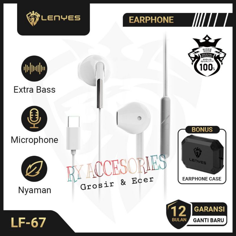 RY - handsfree earphone headset lenyes LF 67 LF-67 type C  year high quality bass