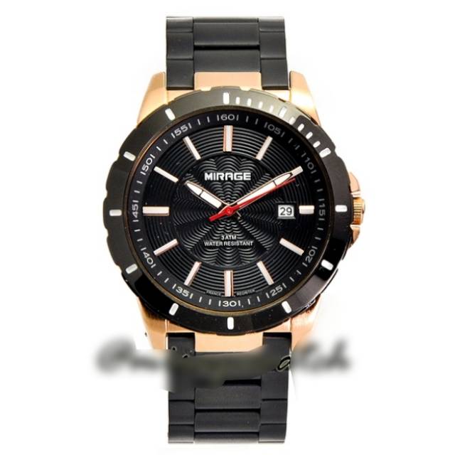 Jam Tangan Pria Mirage 8549 Black Gold Original