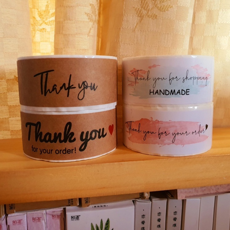 

HI377 Stiker 10pcs Kotak Thank You Ready Stok Segel Hampers Kardus Paket Elegan