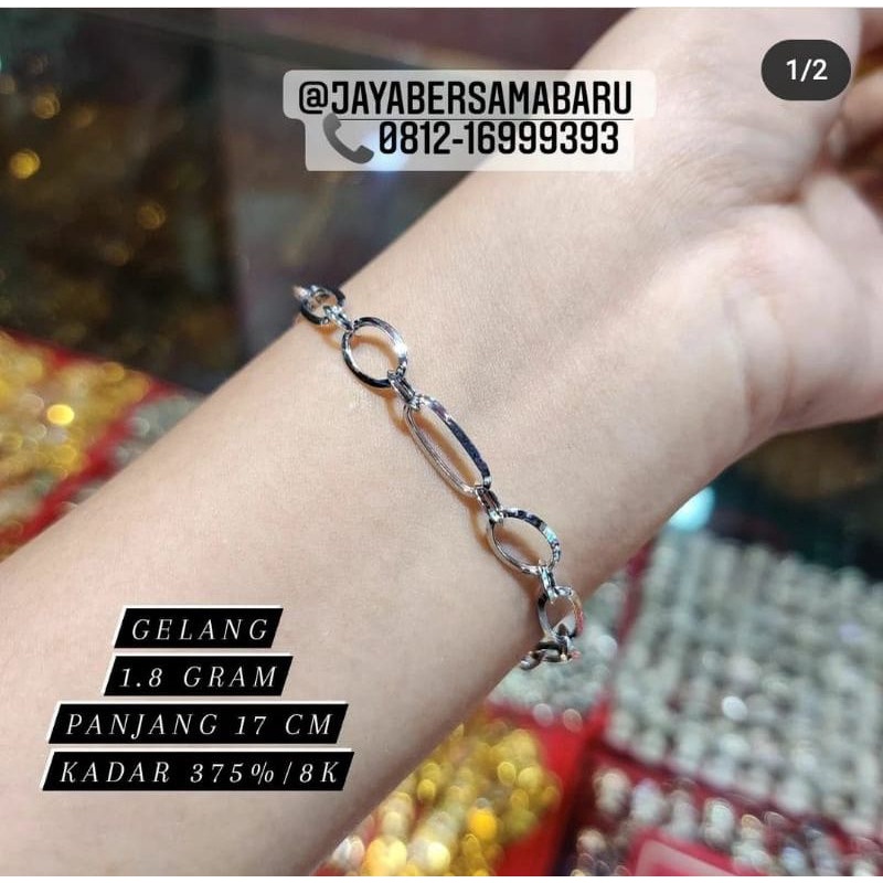 Gelang tangan emas putih kadar 375%/8k