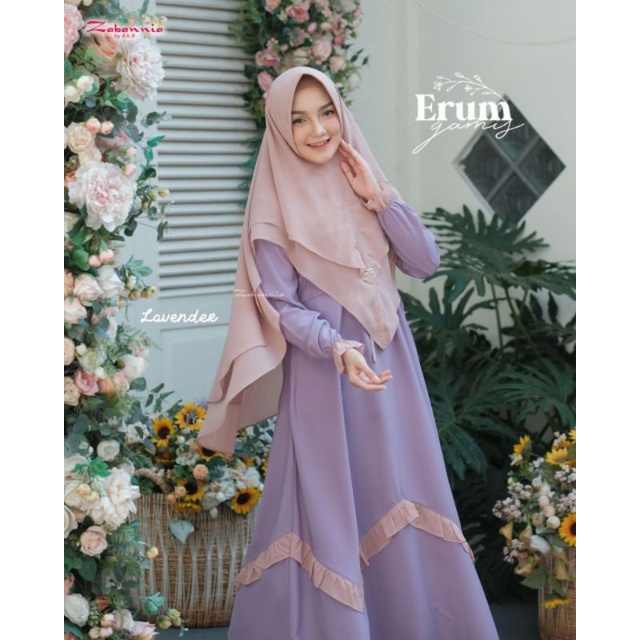 Gamis muslimah gamis kekinian ERUM DRESS BY ZABANNIA lavender size XL