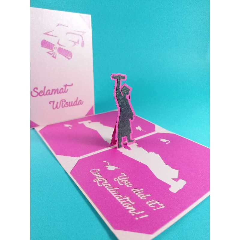 POPAP - GDR02 - Kartu Ucapan 3D Pop Up Card Graduation Kado Unik Wisuda Kecil