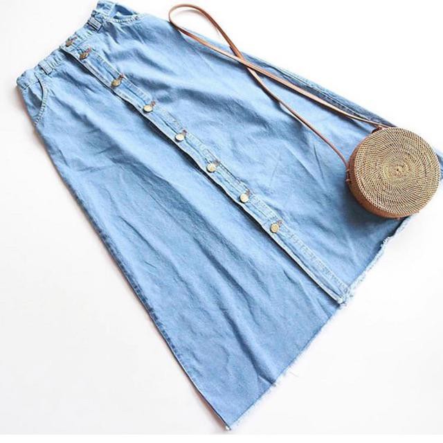 Rok Jeans Panjang Gamis Biru Muda