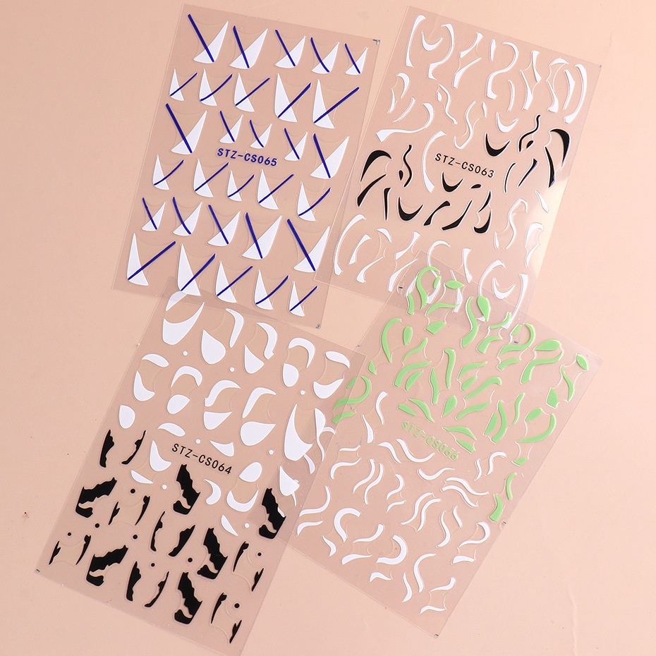 Stiker Kuku Glitter 3D Bentuk V Gaya Perancis