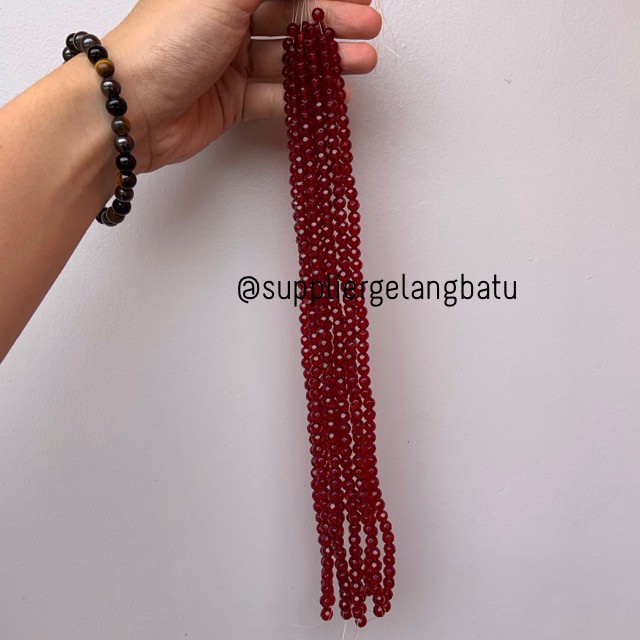 kristal bola dunia cutting 6mm red quartz Merah kuarsa ceko bulat bead aksesoris fashion online