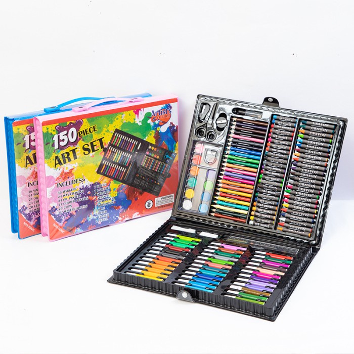 

Art Set (Crayon, Pensil Warna, Cat Air) - 150 PCS - Non Toxic + BONUS - Biru