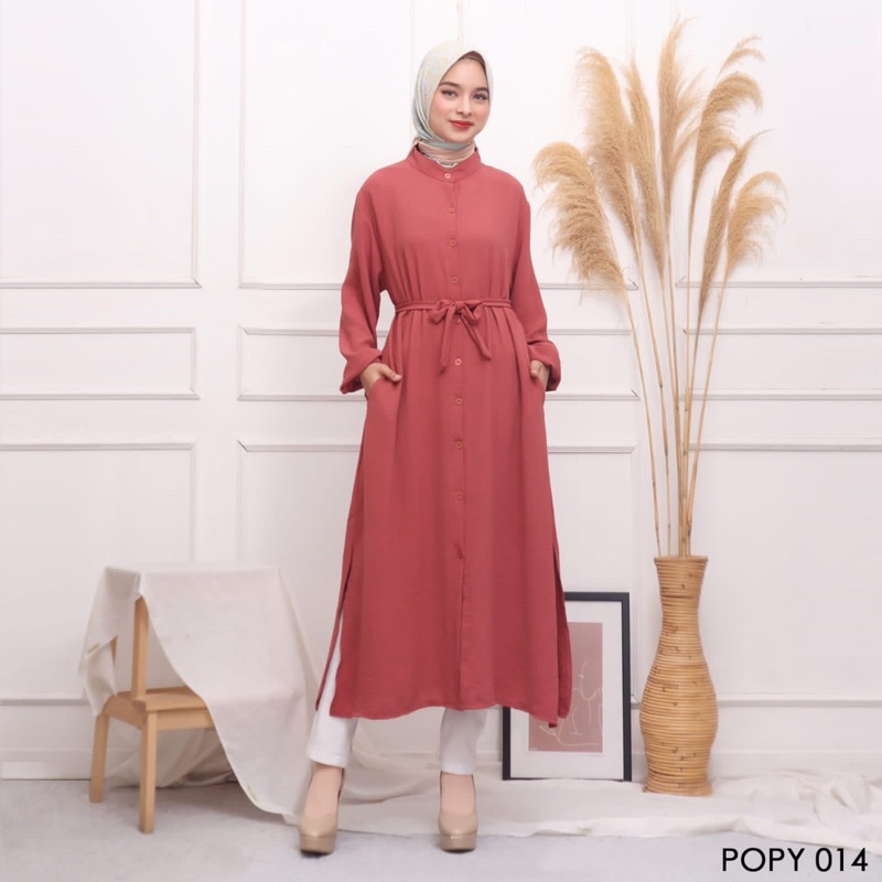 POPPY LONG TUNIK POLOS CRINKLE AIRFLOW TUNIK POLOS KANCING BUSUI BUMIL PGMTA