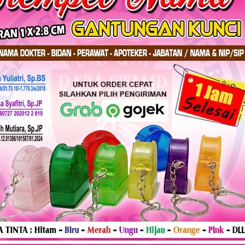 Promo - STEMPEL NAMA BIDAN, DOKTER, APOTEKER, JABATAN, NO HP. CUSTOM FLASH WARNA GANTUNGAN TRANSPARA