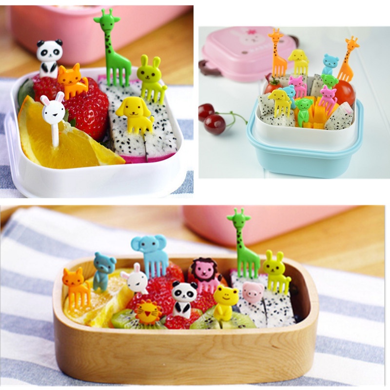 [house2020]10pcs Kawaii Animal Food Fruit Picks Forks Home Party Accessory Decor Tool