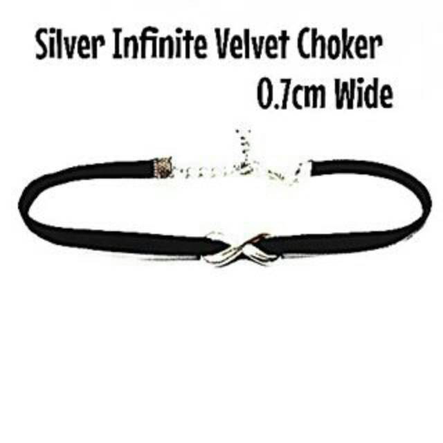 Silver Infinite Velvet Choker Necklace | Kalung Handmade