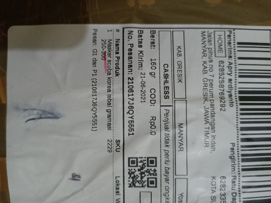 Masker Scuba Korea Tebal Gramasi 250-300