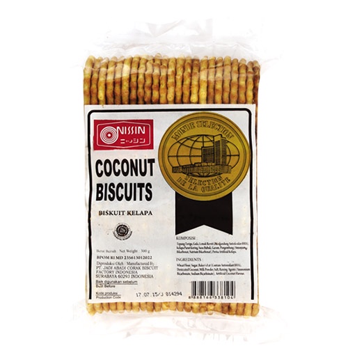 

Nissin Coconut Rindle 300g barcode 8888166338104 Biskuit Kelapa PLASTIK TRANSPARAN