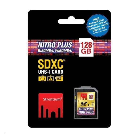 Memorycard Strontium Nitro Plus U3 4K SDHC 128GB Read 80MBs