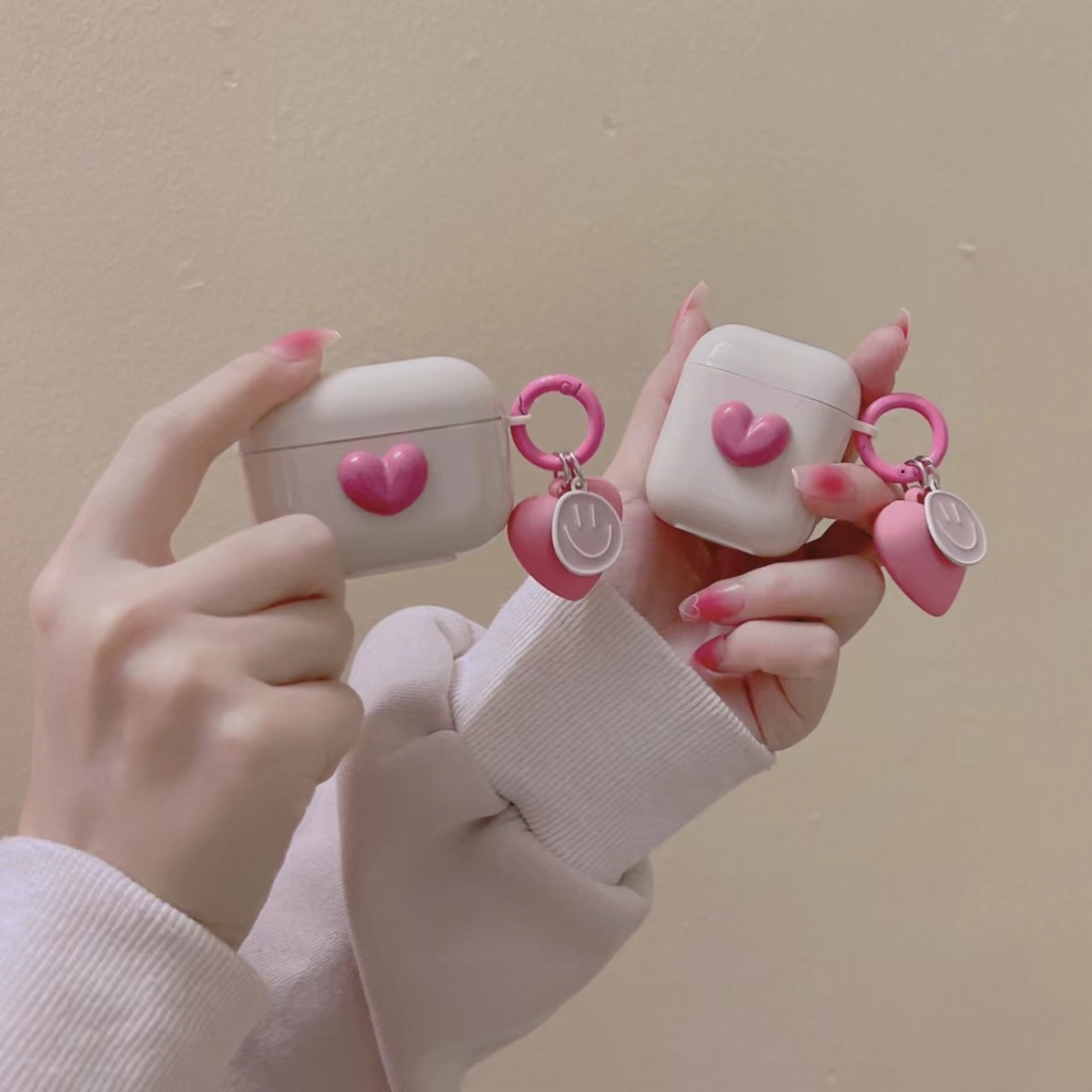 Case Pelindung AirPods 1 / 2 Pro Gen 3 Motif Hati Warna Pink