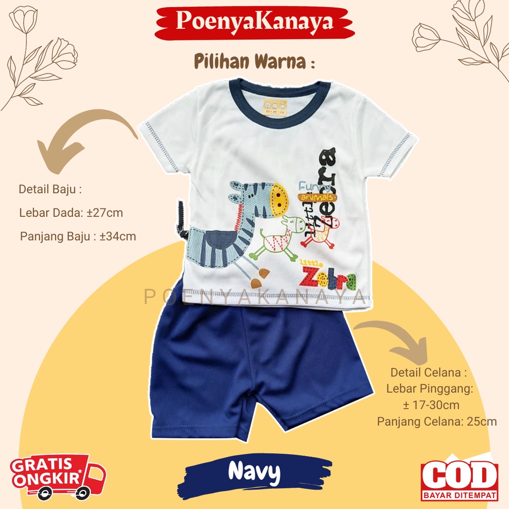 Setelan Baju Bayi Pendek Laki Laki ZEBRA EDRYCA 3-12 Bulan STL97