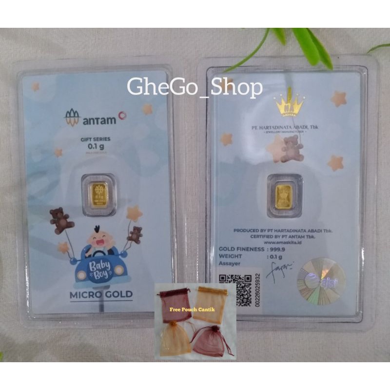 Logam Mulia Emas Antam Hartadinata 0,1 gr 0,25 gram Baby Boy Microgold Micro Gold HRTA 0.1 0.25