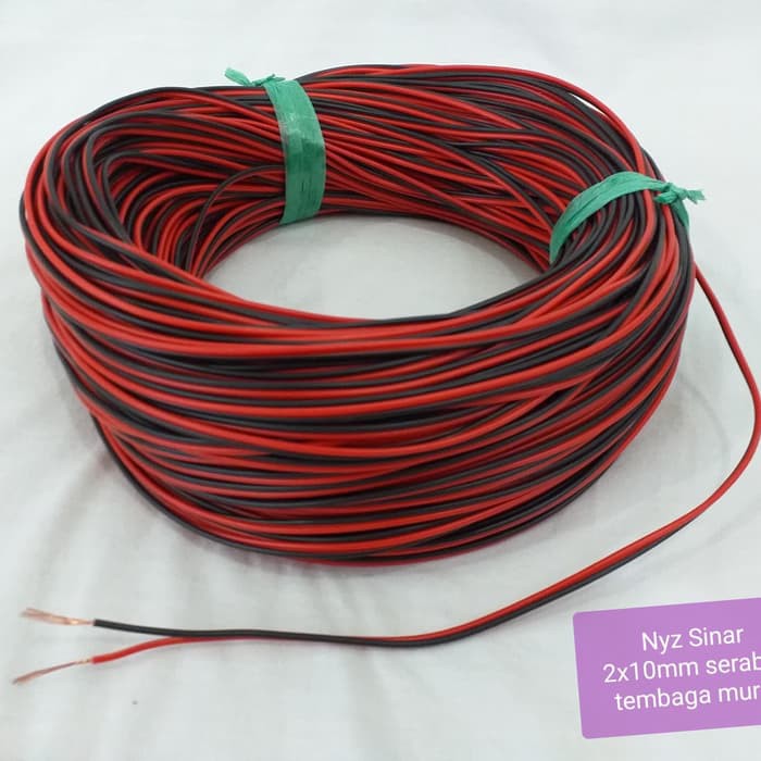Kabel Listrik NYZ hitam merah similar SINAR 2x10 Kabel Audio Serabut 100m