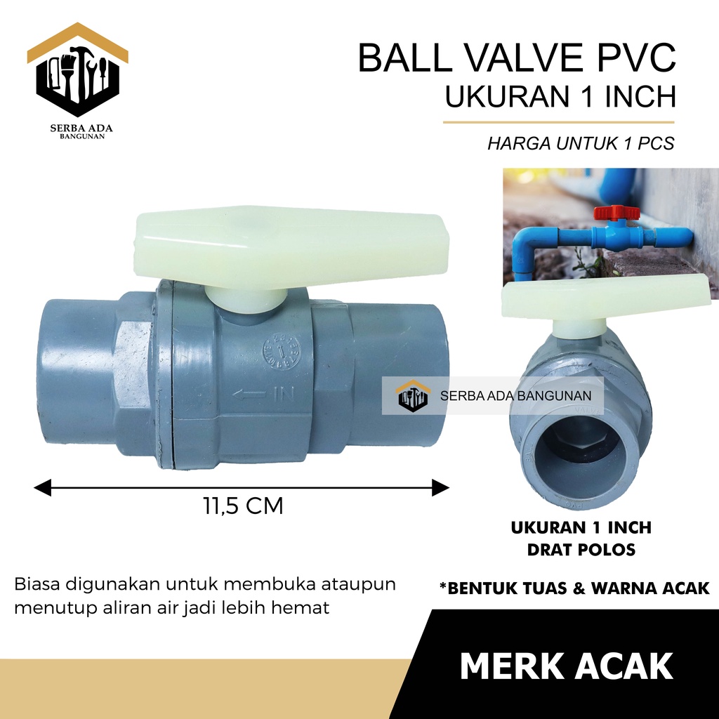 BALLVALVE PVC 1/2&quot; 3/4&quot; 1&quot; / STOP KRAN PLASTIK BALL VALVE BOLA PIPA AIR TERMURAH KUAT GOOD QUALITY ON OFF SALURAN