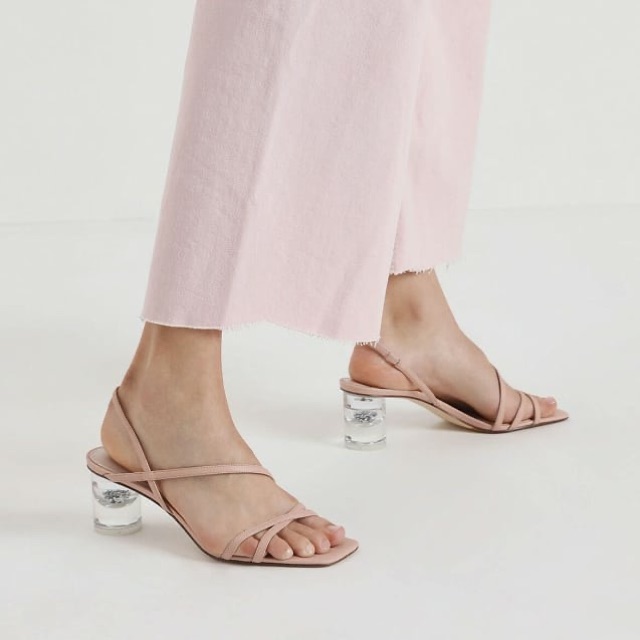 [7.7 Boombastis Sale⚡] - SEPATU SHOES WANITA CKS112 ASYMMETRIC STRAP LUCITE HEEL SANDAL  PREMIUM IMPORT