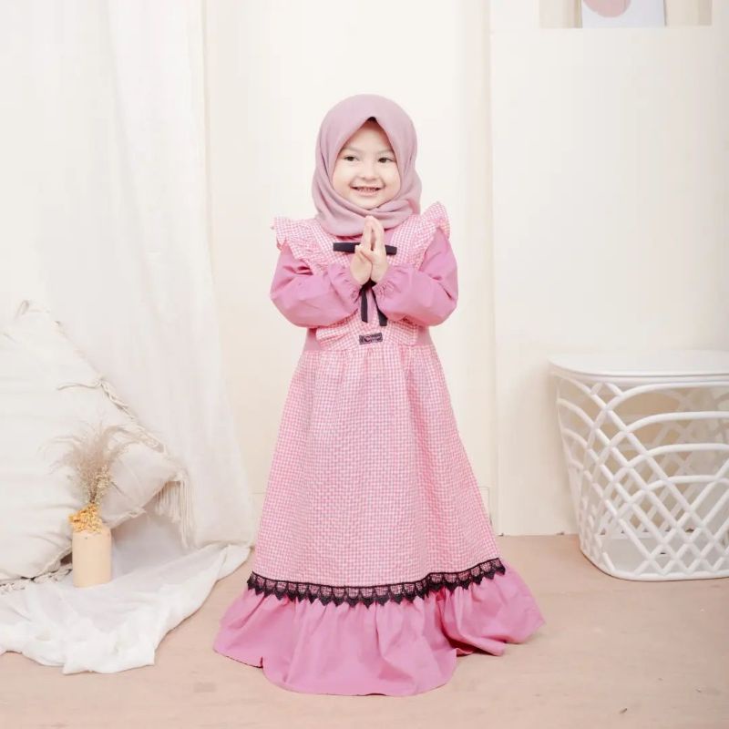 Gamis Anak Perempuan Lebaran 2023 / Gamis Anak  Ruffle Kotak 2-7 tahun