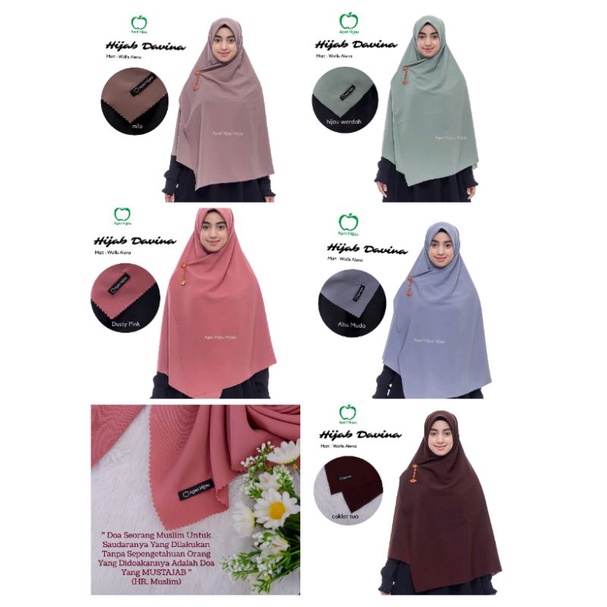 Hijab/kerudung segiempat Davina Apel Hijau Wolfis original kekinian