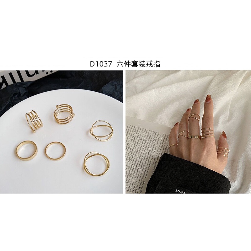 Jepang dan Korea berlian kupu-kupu adjustable set cincin kepribadian sederhana geometris Eropa dan A