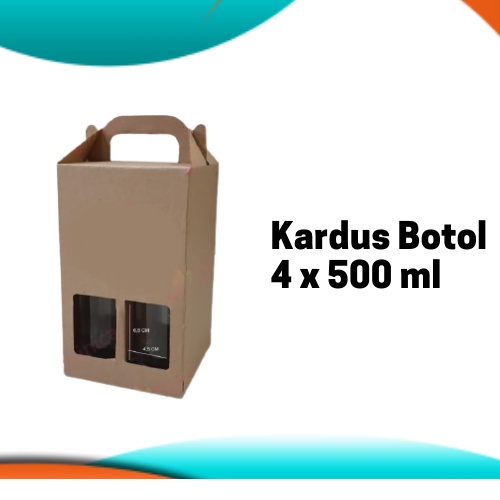 

Kardus Botol 4 x 500 ml Kardus Jinjing Dus Kemasan Kale Gift Box Hampers Packaging Tenteng Coklat