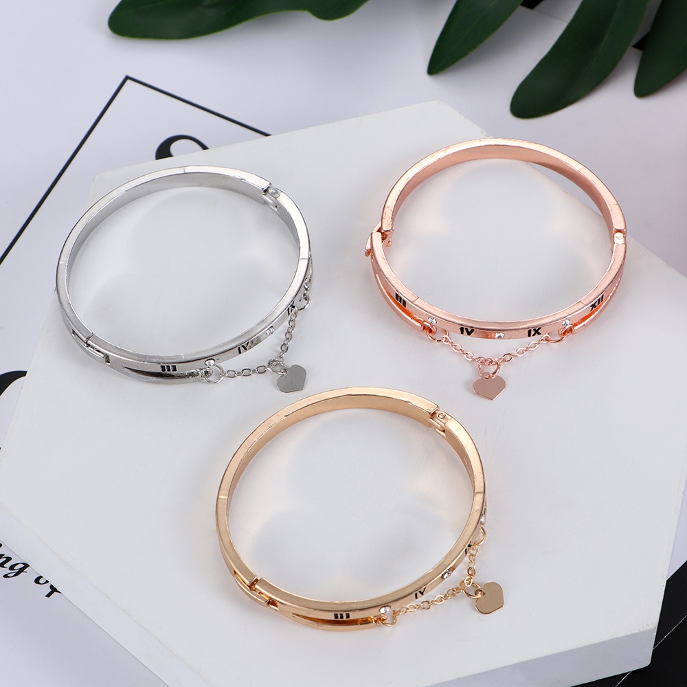 (GS) GELANG TANGAN WANITA BAHAN TITANUM VARIASI RANTAI LOVE HIASAN TANGAN WANITA