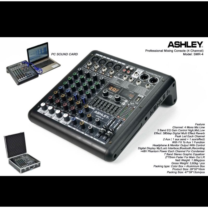 Mixer ashley SMR4/SMR 4 4 channel usb-bluetooth-mp3-recording (original ) free koper