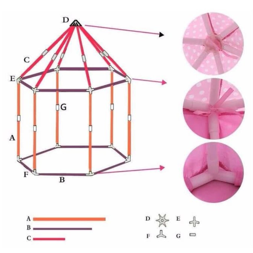 Tenda Anak Princess tenda anak import Pink Castle Kastil Mainan Indoor Outdoor Portable 6 SUDUT bahan nyaman dan aman pasarmurah