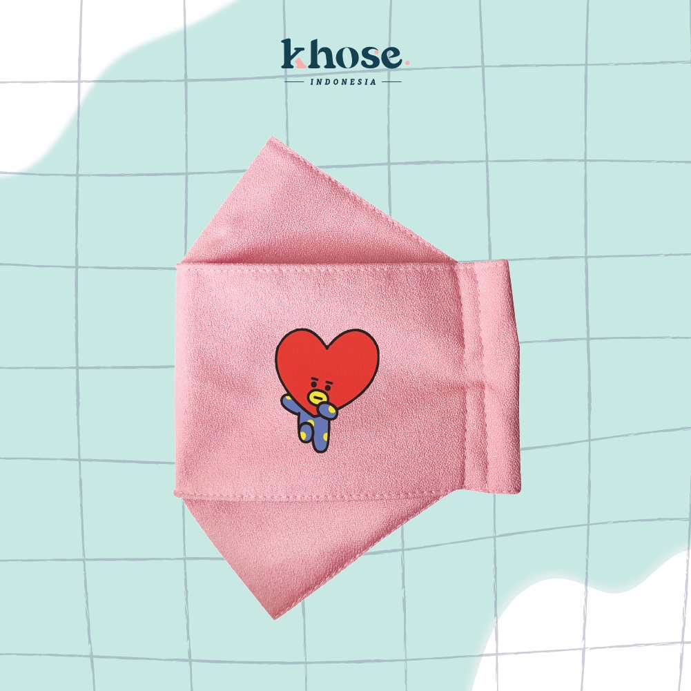 KHOSE Masker Kain 3D 3PY DEWASA Water Resistant BT21 V1 / Masker BTS BT21 Army