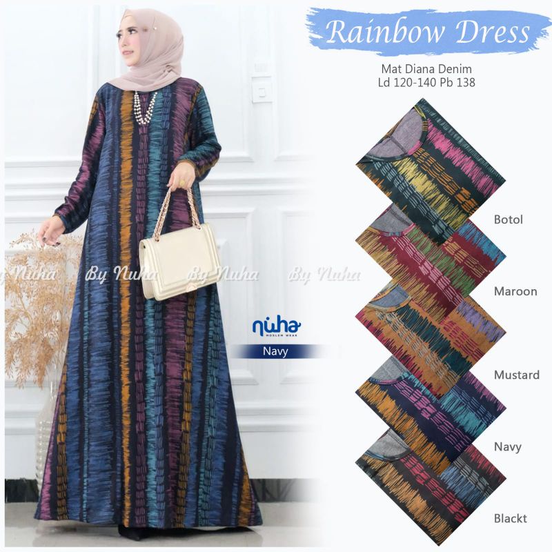Gamis Terbaru Diana Denim Nuha//Rainbow Dress