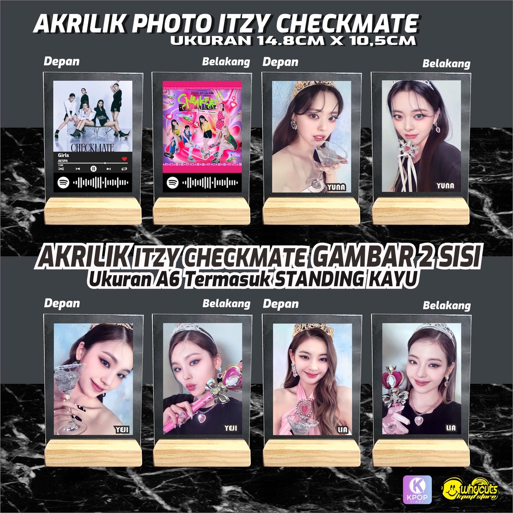 AKRILIK PHOTO KPOP ITZY CHECKMATE /  PRINT 2 SISI GLOSSY / ANTI AIR TIDAK LUNTUR / GAMBAR HD / 2 MM UKURAN A6