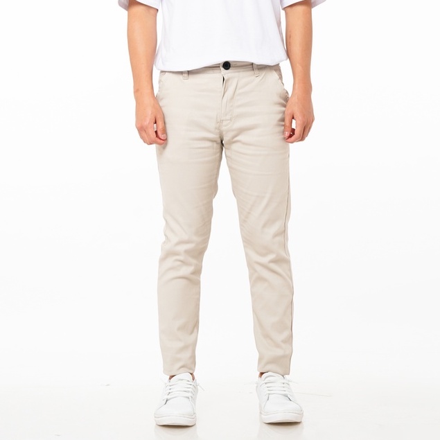 SANVANINA Celana Panjang Bahan Chino Slim Fit Hitam, Abu, Khaki, Cream, Navy, Army Green