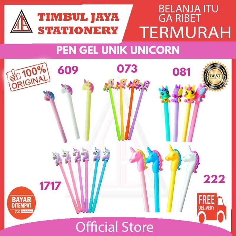 

Pen gel / pulpen gel / pena gel / ballpen gel unik antik cute unicorn kuda pony isi 12pc