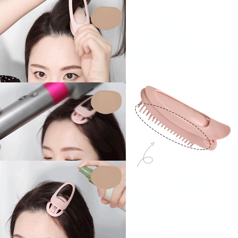 Jepit Rambut Poni Keriting Fluffy Warna Pink Gaya Korea