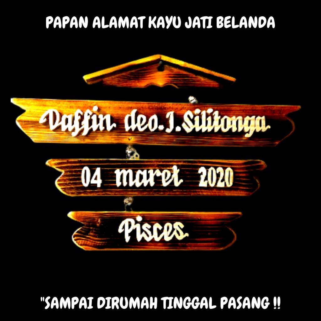 PAPAN NAMA RUMAH,HIASAN DINDING,DEKORASI DINDING CUSTOM NAMA BAHAN KAYU JATI BELANDA