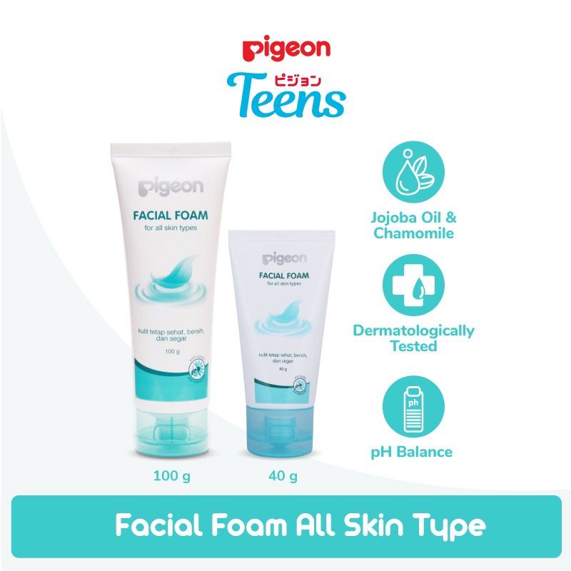 BPOM Pigeon Teens Facial Foam For All Skin Types / Sabun Cuci Muka Remaja / Pembersih Wajah Facial Wash Cleanser 40ml 100ml