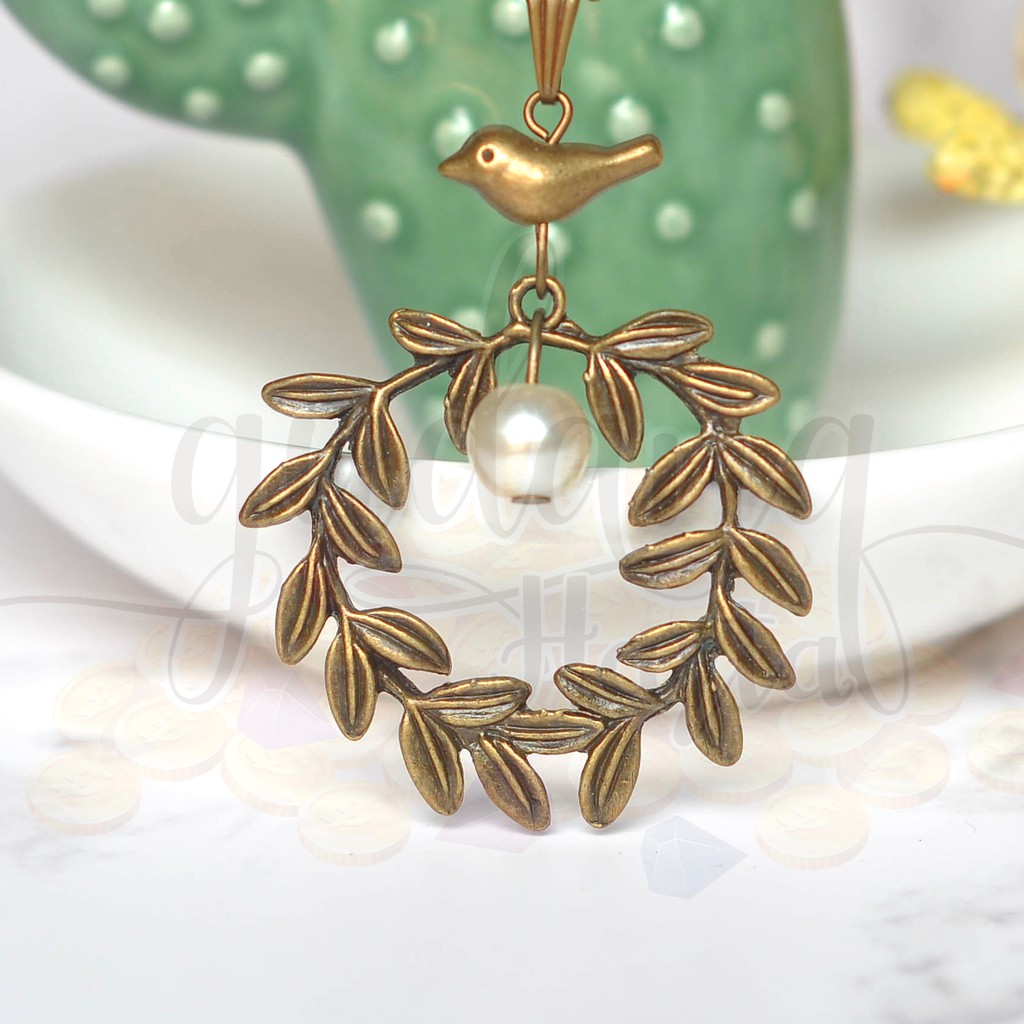 Kalung Vinatge Bird With Pearl Wreath Simple GH 204197