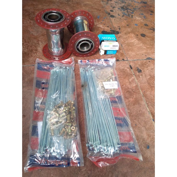 Tromol / Dudukan Klaher Roda gerobak Dorong model ruji jari2 motor Ring 17 satu set komplit klaher