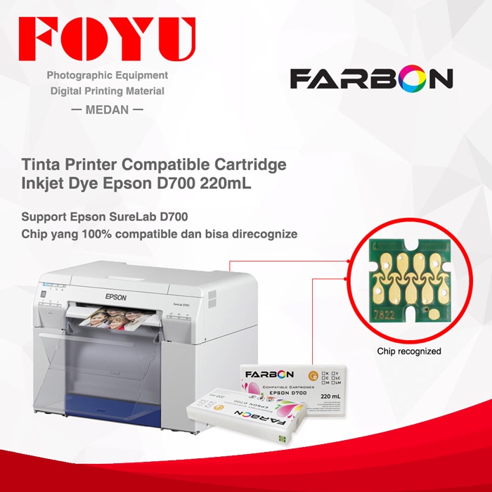 Tinta Printer Compatible Cartridge Inkjet Dye Epson D700 220mL