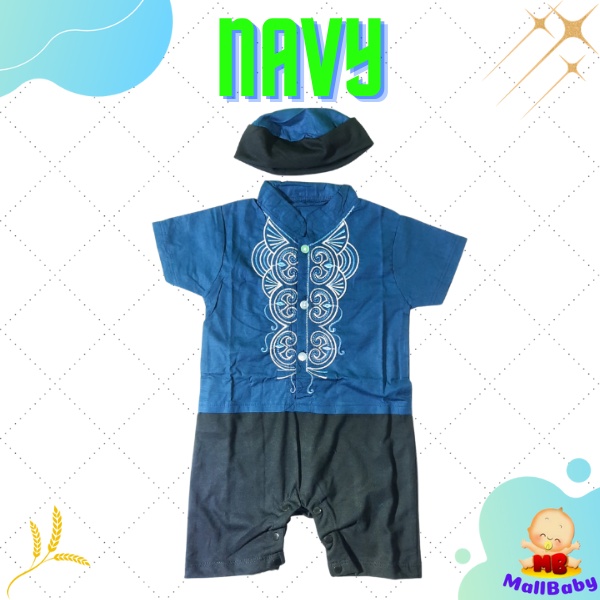 Baju Koko Bayi 6-12 Bulan Romper Jumper Koko Bayi 0-6 Bulan + Peci - Trend Vos