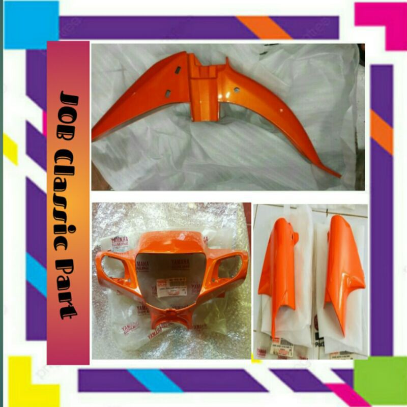 Slebor depan fiz R+Batok depan fiz R+panel dasi Fiz R+Tutup skok Fiz R warna kuning orange