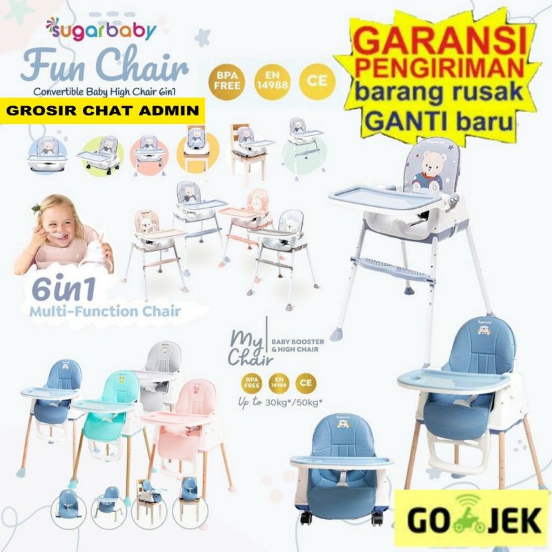 Sugarbaby Fun Chair (Convertible Baby High Chair 6in1) KURSI MAKAN BAYI SUGAR BABY MY CHAIR BABY BOOSTER HIGH CHAIR Sugarbaby Fun Chair (Convertible Baby High Chair 6in1) Kursi Makan Bayi Hogh Chair Sugar baby